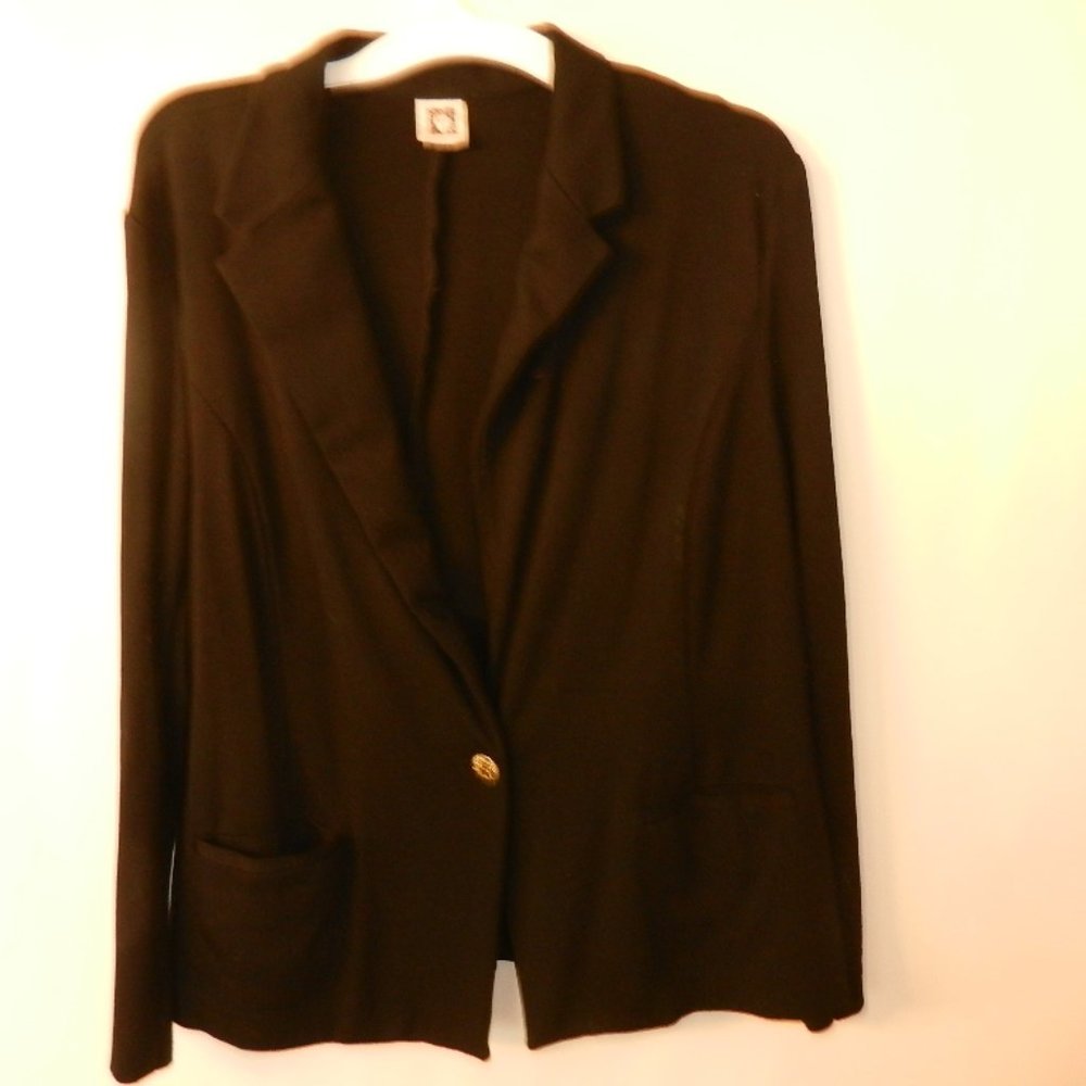 ANNE KLEIN BLACK ONE SIGNATURE BUTTON JACKET
